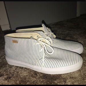 White/ Blue Stripped Vans size 11